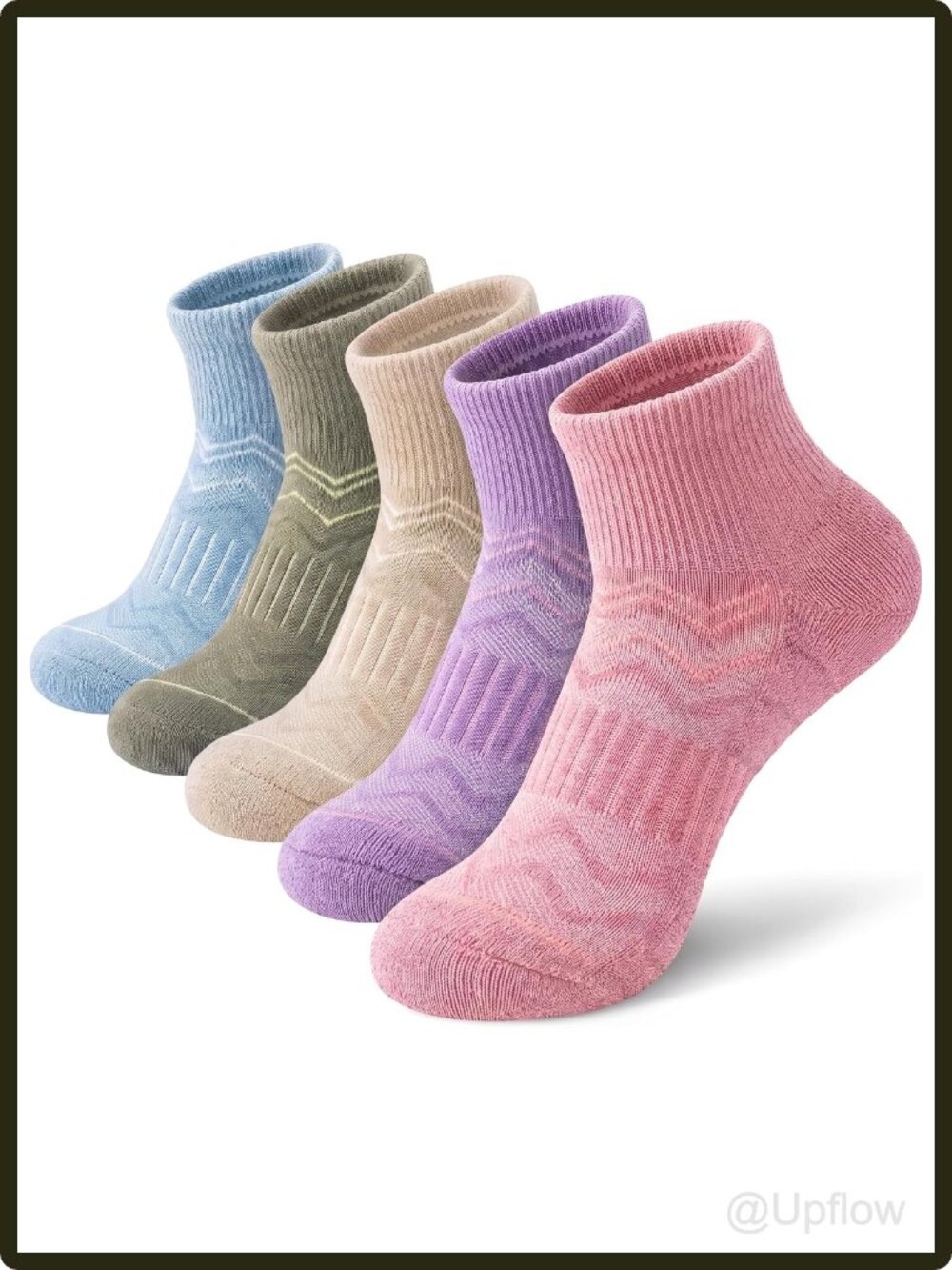 Women's Merino Wool Hiking Ankle Socks 5 Pack Arch Support Cushioned Outdoor